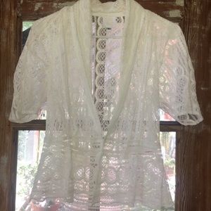 Anna Sui Cream Lace Jacket Top